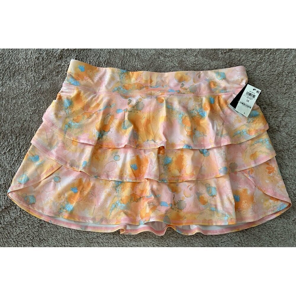 ID Ideology Plus Size Dreamy Bubble-Printed Tiered Flounce Pull-on Skort Pink - Picture 6 of 16